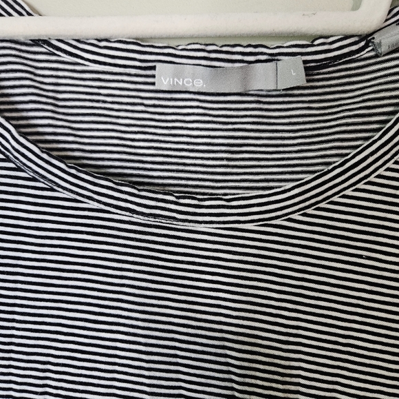💜Vince Shirt Striped Black Womens Size Large Top Long Sleeve Top Stretch🩷⚘️ - Picture 3 of 5